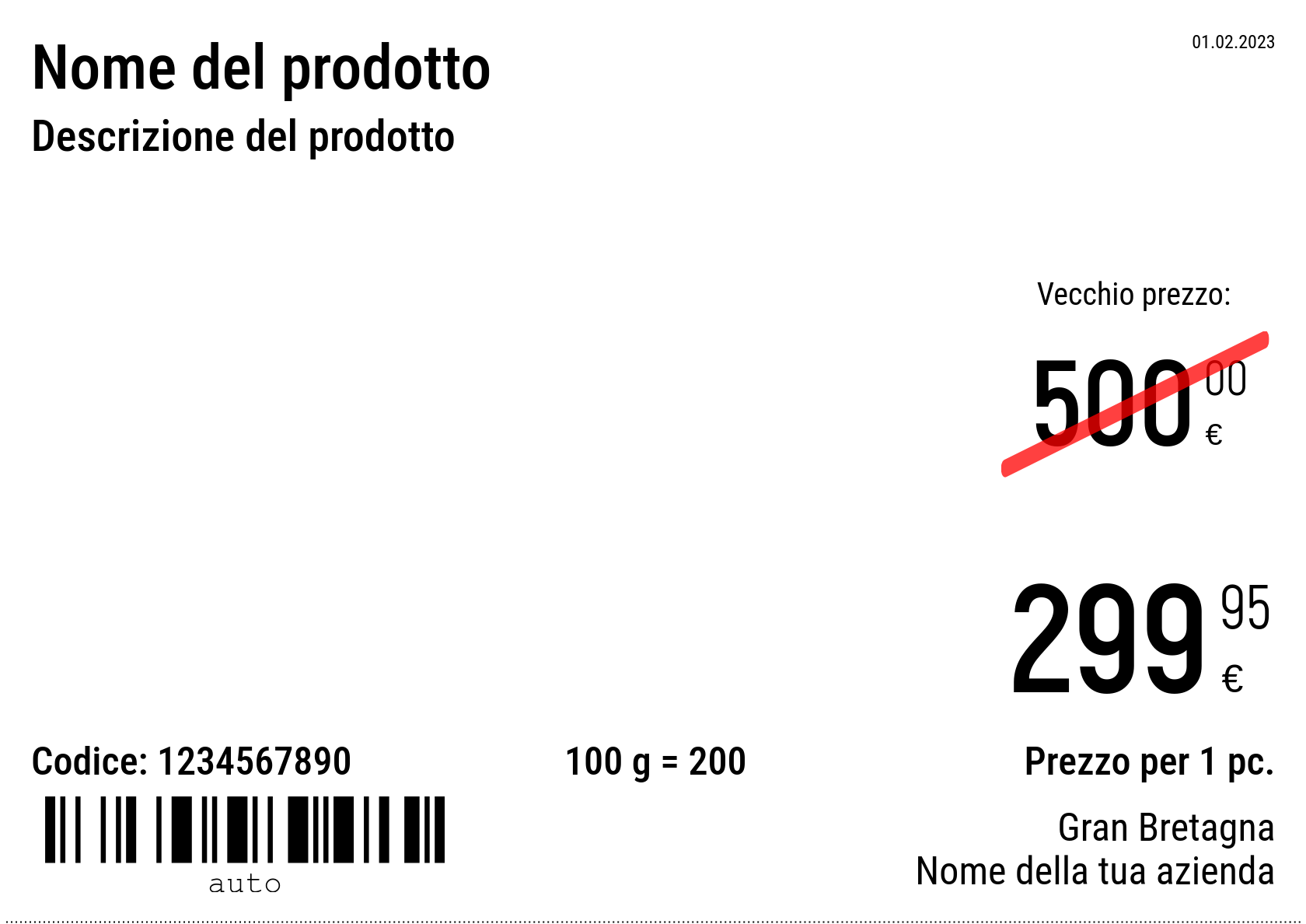 Prezzo Nuovo / A5 (mezzo foglio A4) / Promozionale