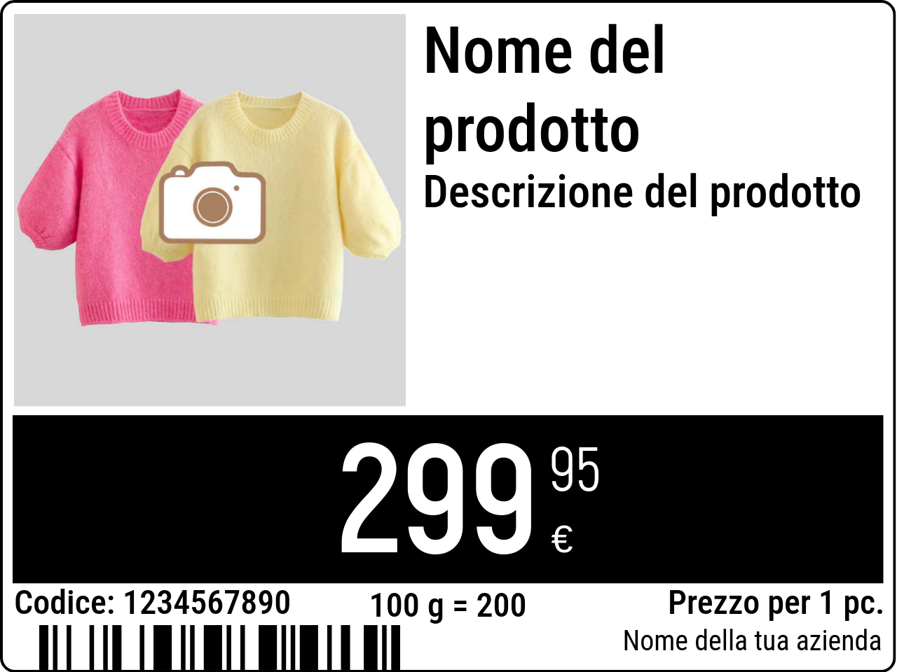 Prezzo Originale / Cartellini dei prezzi con immagine del prodotto / Normale