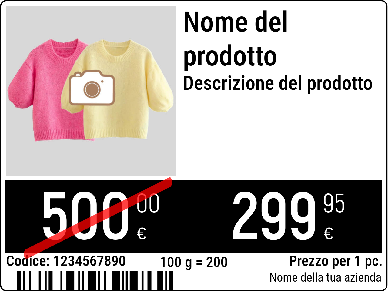 Prezzo Originale / Cartellini dei prezzi con immagine del prodotto / Promozionale