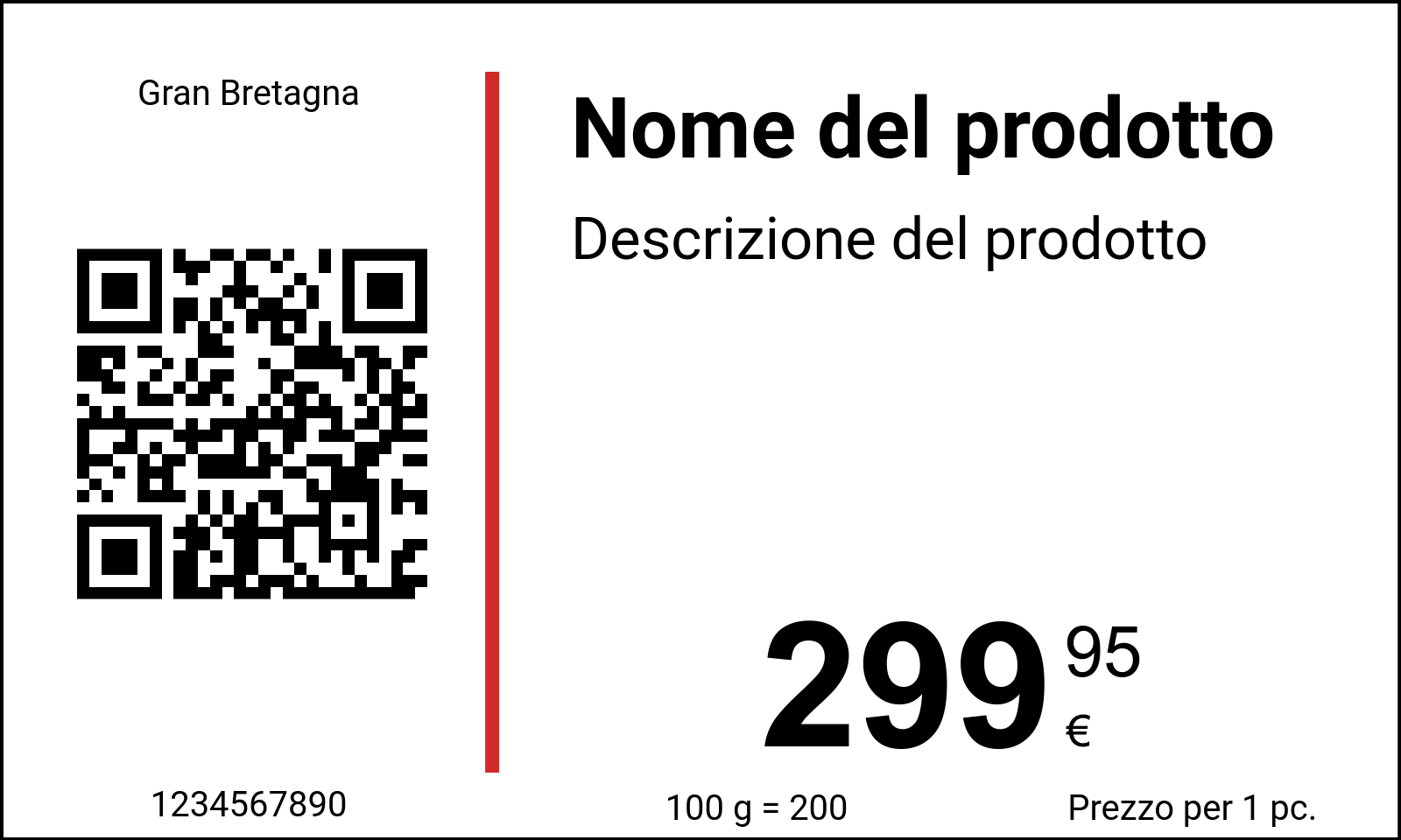 Prezzo Originale / Cartellini dei prezzi con codice QR e codice Datamatrix / Normale