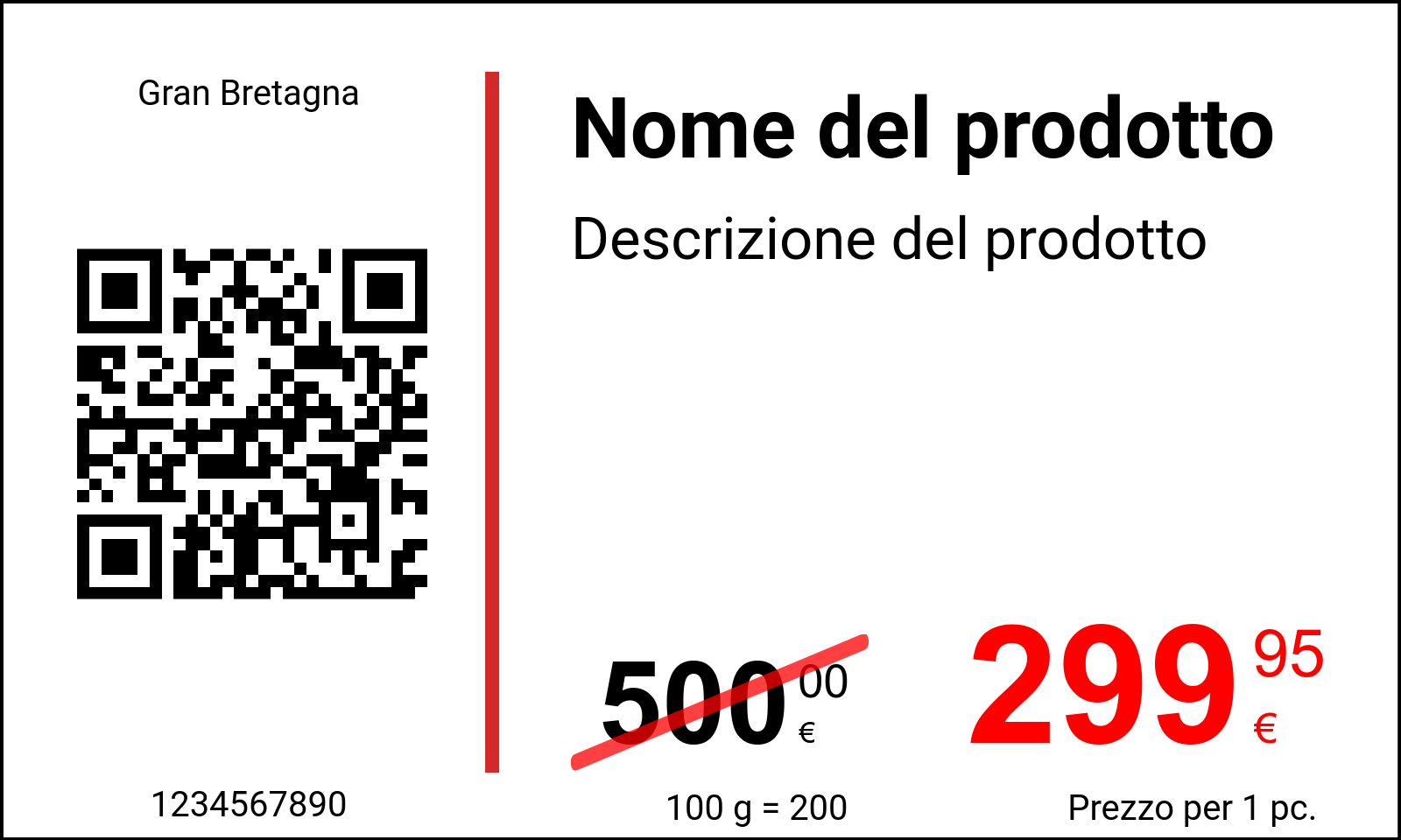 Prezzo Originale / Cartellini dei prezzi con codice QR e codice Datamatrix / Promozionale