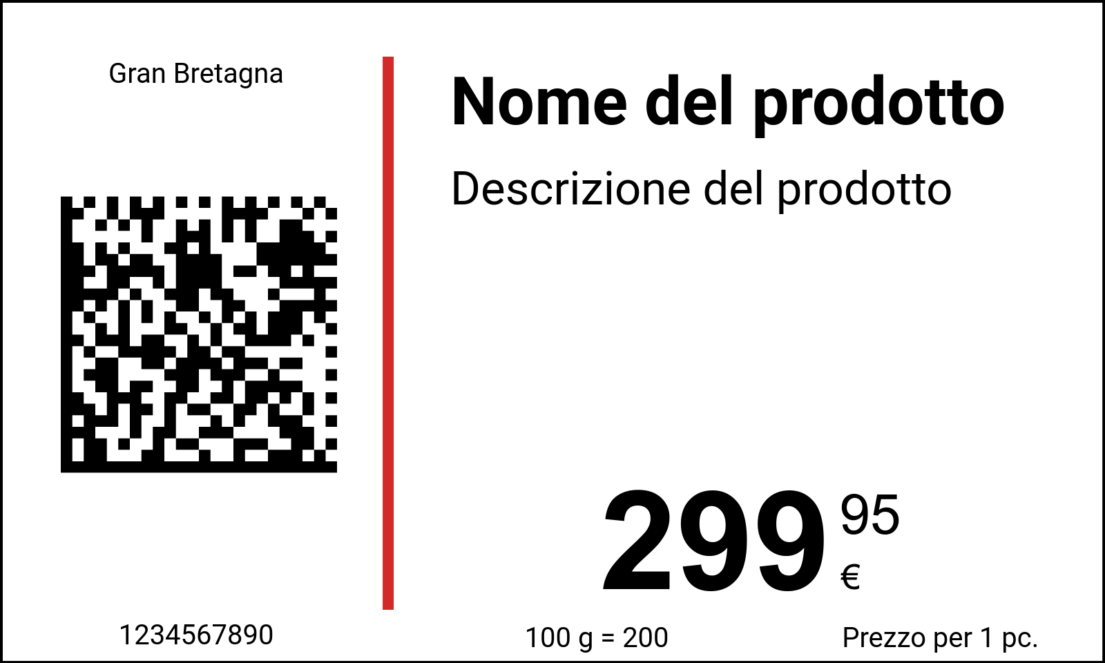 Prezzo Originale / Cartellini dei prezzi con codice QR e codice Datamatrix / Normale 2