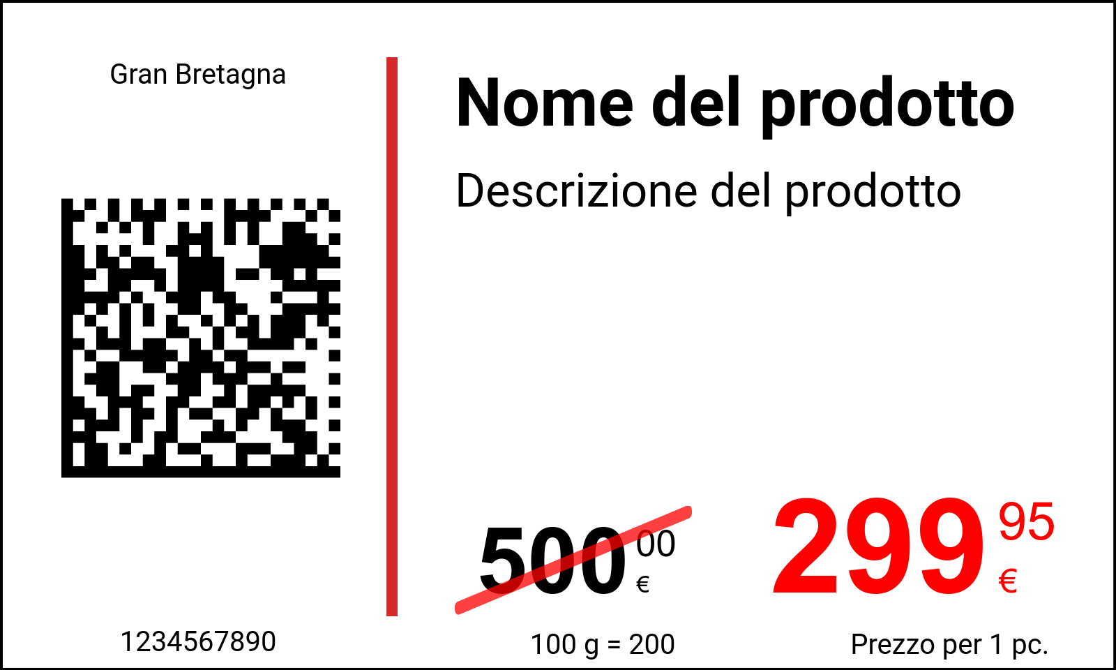 Prezzo Originale / Cartellini dei prezzi con codice QR e codice Datamatrix / Promozionale 2