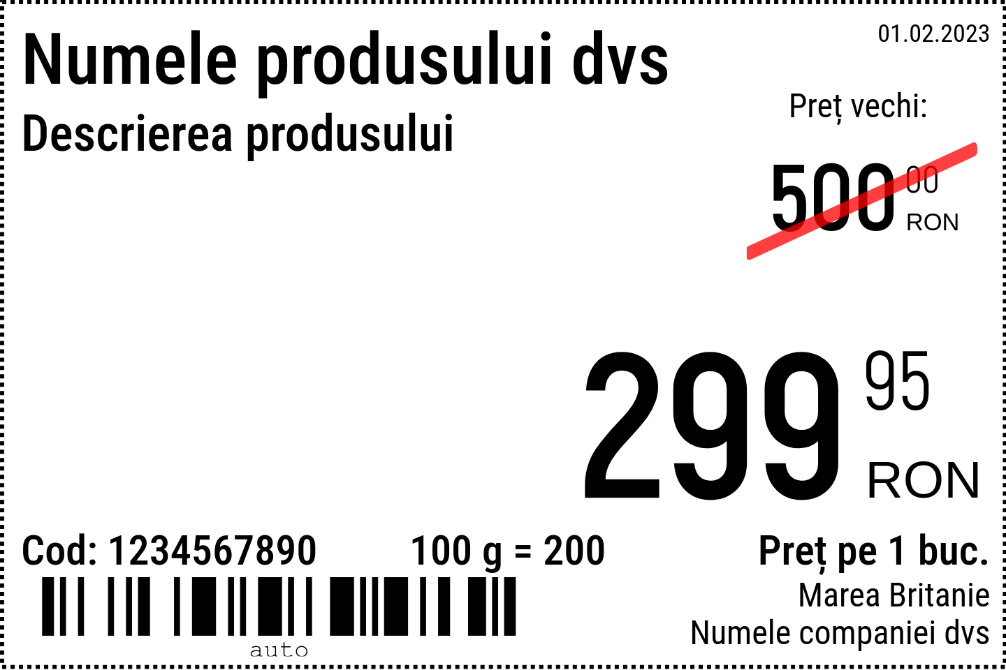 Etichetă de preț Nou / 6x4 / Promovare