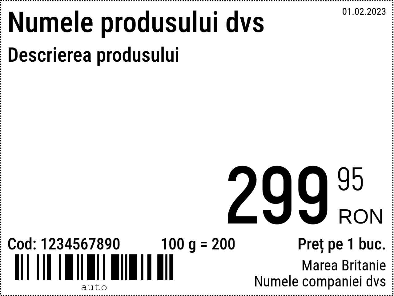 Etichetă de preț Nou / 8x6 / Normal
