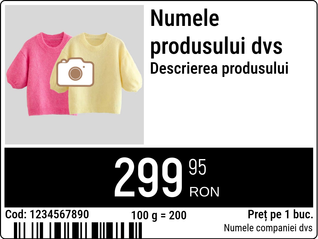 Etichetă de preț Original / Etichete de preț cu imaginea produsului / Normal
