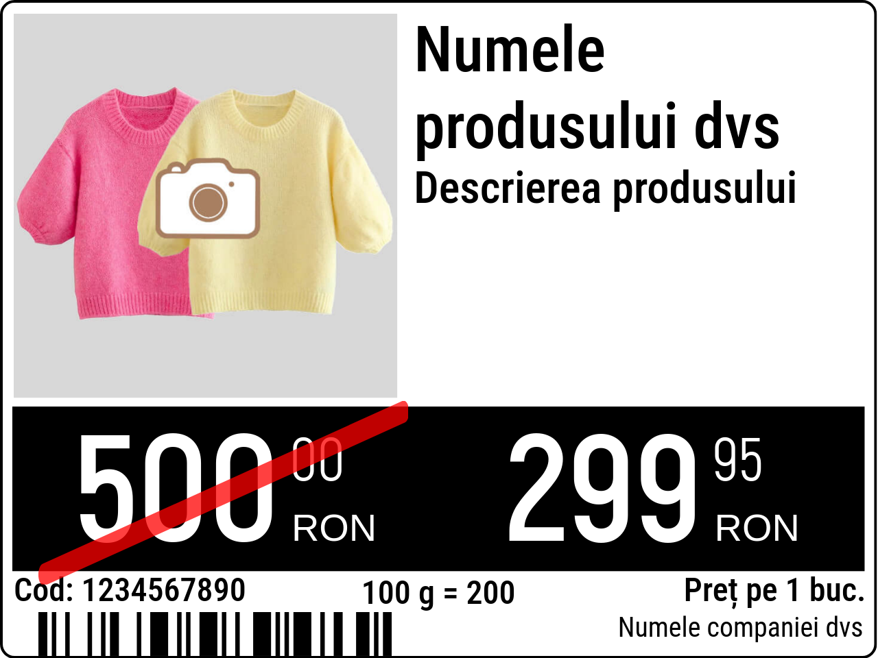 Etichetă de preț Original / Etichete de preț cu imaginea produsului / Promovare
