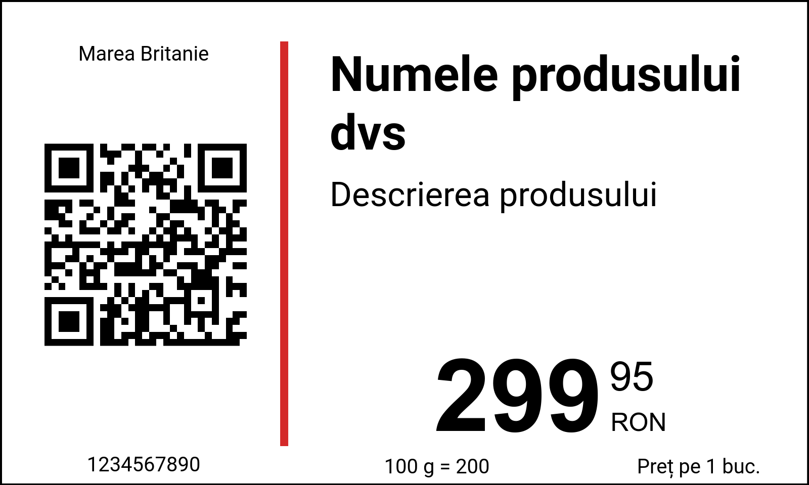 Etichetă de preț Original / Etichete de preț cu cod QR și cod Datamatrix / Normal