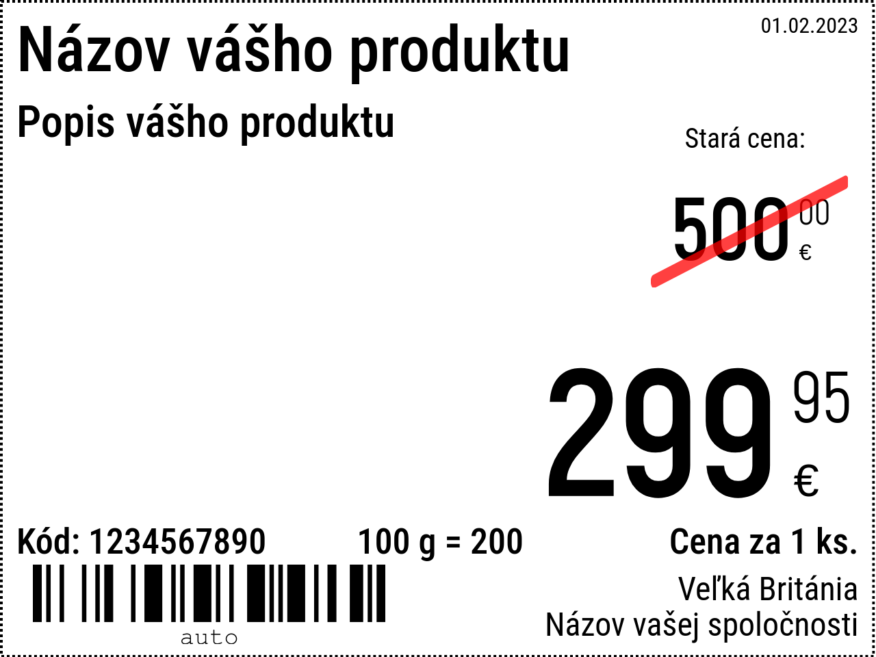 Cenovka Nový / 8x6 / Propagačné