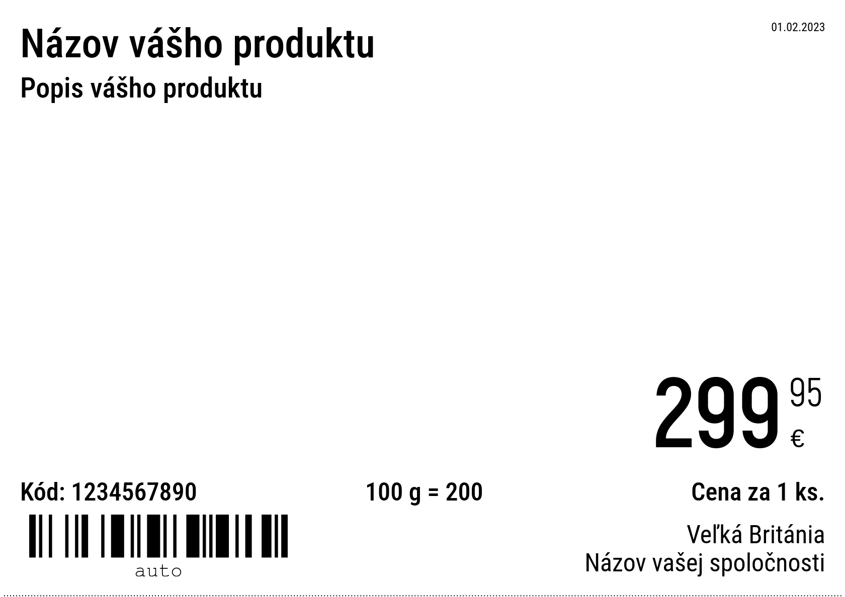 Cenovka Nový / A5 (polovica listu A4) / Normálny