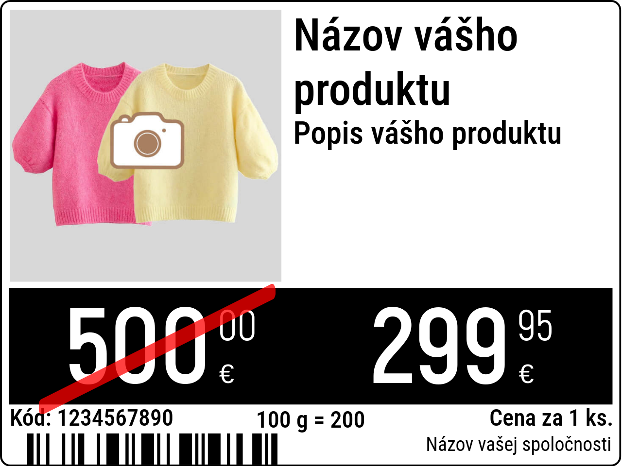 Cenovka Pôvodný / Cenovky s obrázkom produktu / Propagačné