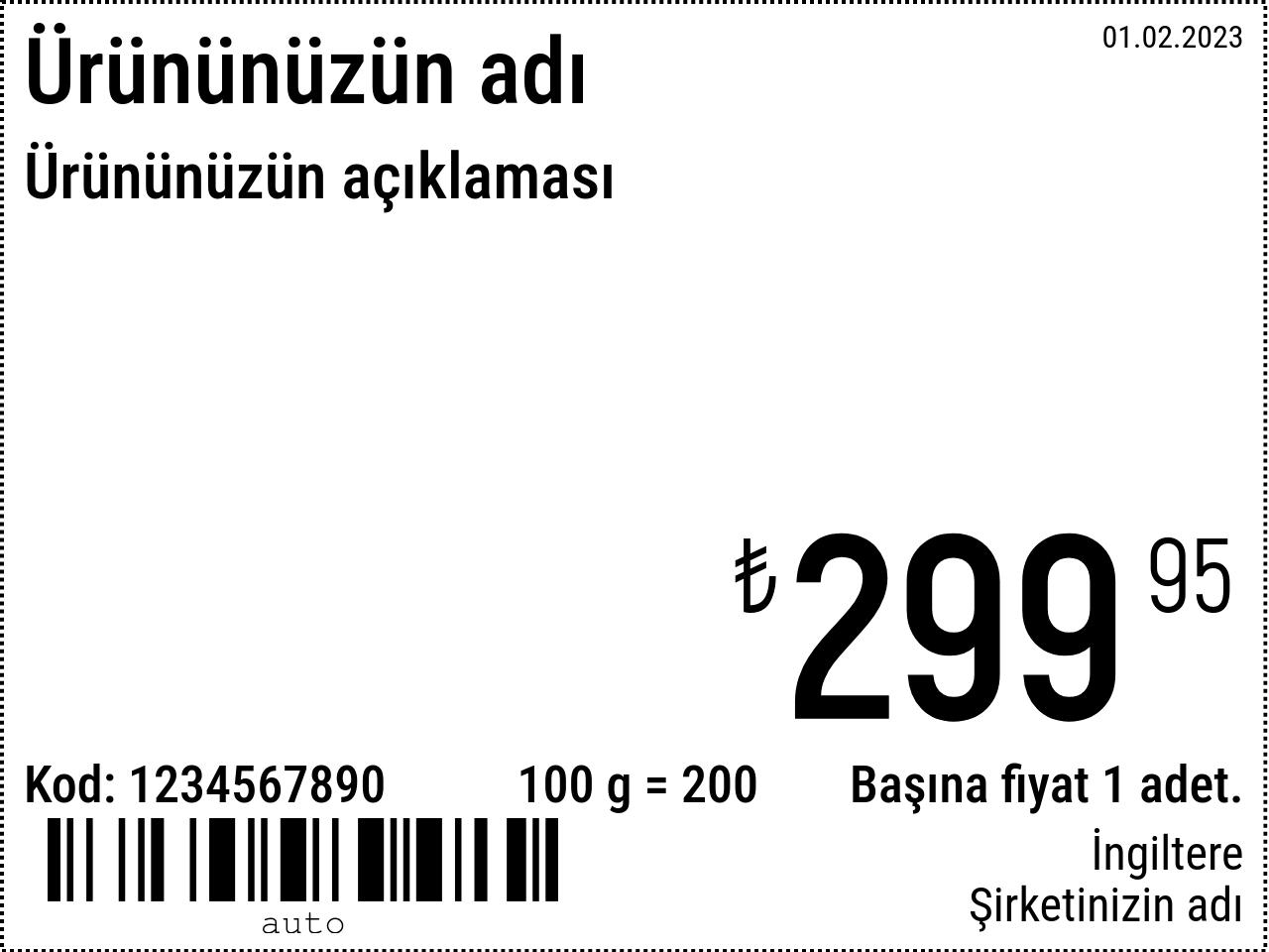 Fiyat etiketi Yeni / 8x6 / Normal