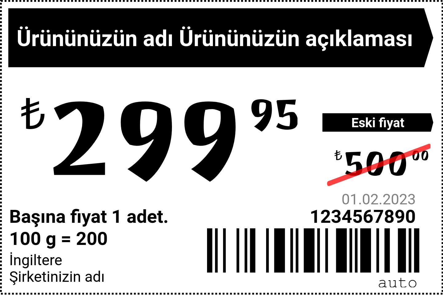 Fiyat etiketi Orijinal / Yabancı / Promosyonlu
