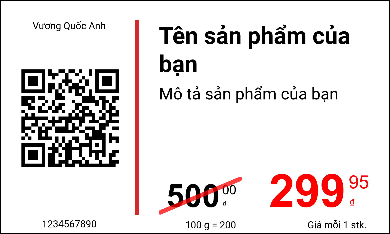 Thẻ giá Ban đầu / Thẻ giá với MÃ QR và Mã Datamatrix / Khuyến mại