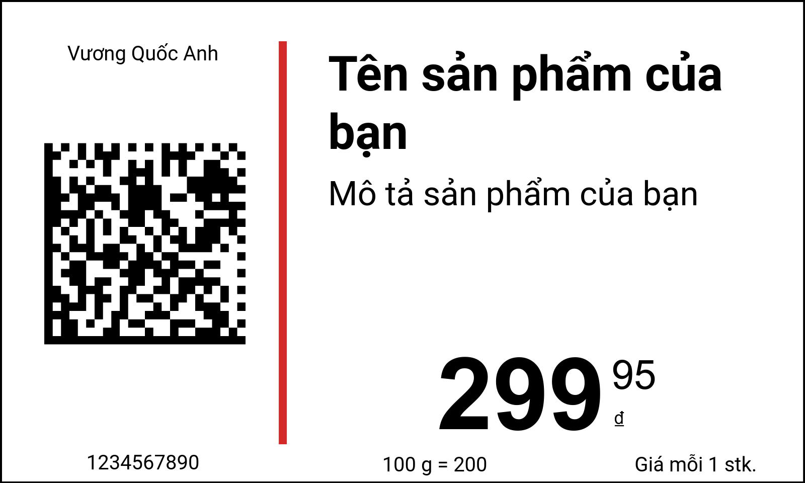 Thẻ giá Ban đầu / Thẻ giá với MÃ QR và Mã Datamatrix / Bình thường 2